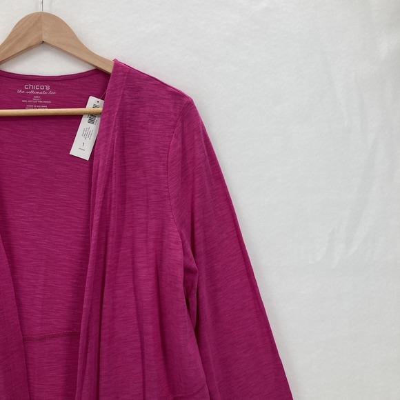 Chicos Cardigan Womens 1 Open Front Long Sleeve Modal Sweater Lightweight Preppy - Picture 2 of 13